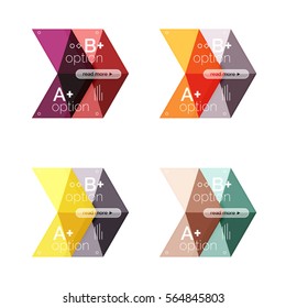 Set of color abstract arrow option infographic templates. Vector backgrounds for workflow layout, diagram, number options or web design