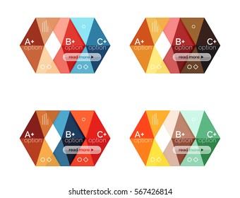 Set of color abstract arrow option infographic templates. Vector backgrounds for workflow layout, diagram, number options or web design