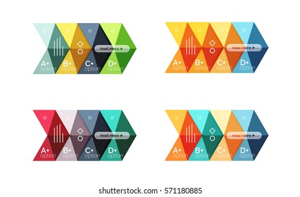 Set von farbabstrakten Pfeiloptionen Infografik-Vorlagen. Vektorhintergründe für das Workflow-Layout, Diagramm, Zahlenoptionen oder Webdesign