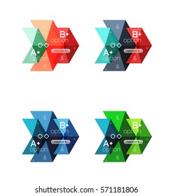 Set of color abstract arrow option infographic templates. Vector backgrounds for workflow layout, diagram, number options or web design