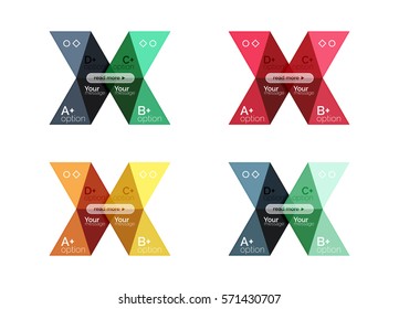 Set of color abstract arrow option infographic templates. Vector backgrounds for workflow layout, diagram, number options or web design