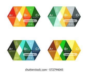 Set of color abstract arrow option infographic templates. Vector backgrounds for workflow layout, diagram, number options or web design