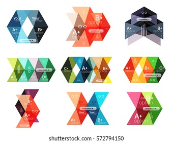 Set of color abstract arrow option infographic templates. Vector backgrounds for workflow layout, diagram, number options or web design