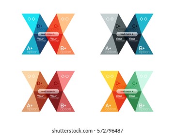 Conjunto de plantillas infográficas de opciones de flecha abstracta de color. Fondos vectores para diseño de flujo de trabajo, diagrama, opciones de número o diseño web