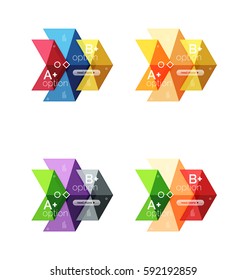 Set of color abstract arrow option infographic templates. Vector backgrounds for workflow layout, diagram, number options or web design