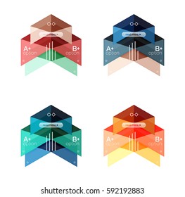 Conjunto de plantillas infográficas de opciones de flecha abstracta de color. Fondos vectores para diseño de flujo de trabajo, diagrama, opciones de número o diseño web