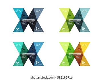Conjunto de plantillas infográficas de opciones de flecha abstracta de color. Fondos vectores para diseño de flujo de trabajo, diagrama, opciones de número o diseño web