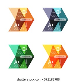 Conjunto de plantillas infográficas de opciones de flecha abstracta de color. Fondos vectores para diseño de flujo de trabajo, diagrama, opciones de número o diseño web