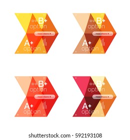 Set of color abstract arrow option infographic templates. Vector backgrounds for workflow layout, diagram, number options or web design