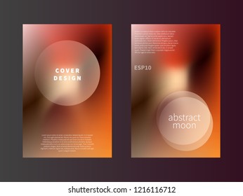 Set of color abstract backgrounds with fluid gradient shapes. Design template with moon for covers, music posters, flyers, presentations, banners, advertisement, identity. Eps10 vector illustration. 