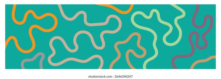 Set of color abstract banner with curvy line and motivational phrase. Background with scribble squiggle. Wave line art . Vector Illustration .