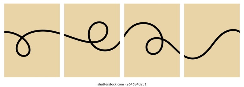 Set of color abstract banner with curvy line and motivational phrase. Background with scribble squiggle. Wave line art . Vector Illustration .