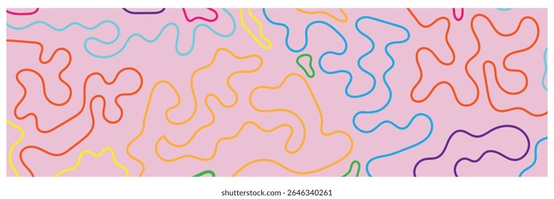 Set of color abstract banner with curvy line and motivational phrase. Background with scribble squiggle. Wave line art . Vector Illustration .
