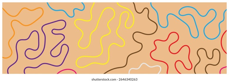 Set of color abstract banner with curvy line and motivational phrase. Background with scribble squiggle. Wave line art . Vector Illustration .