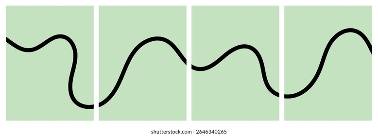 Set of color abstract banner with curvy line and motivational phrase. Background with scribble squiggle. Wave line art . Vector Illustration .