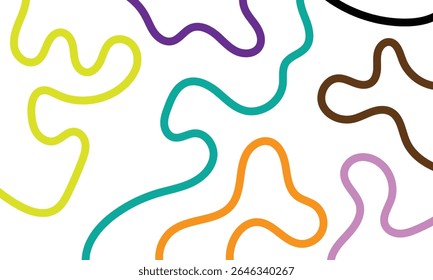 Set of color abstract banner with curvy line and motivational phrase. Background with scribble squiggle. Wave line art . Vector Illustration .