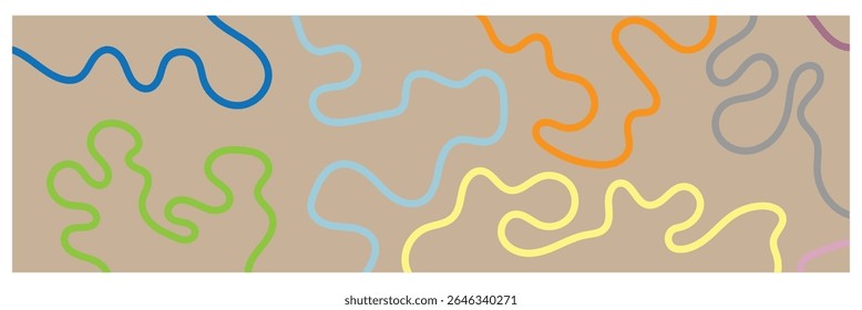 Set of color abstract banner with curvy line and motivational phrase. Background with scribble squiggle. Wave line art . Vector Illustration .