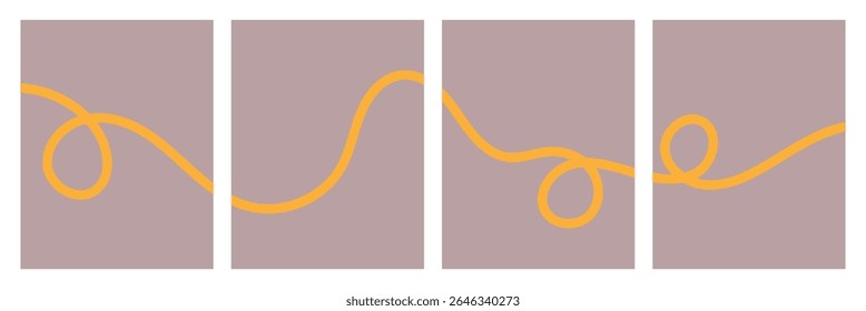 Set of color abstract banner with curvy line and motivational phrase. Background with scribble squiggle. Wave line art . Vector Illustration .