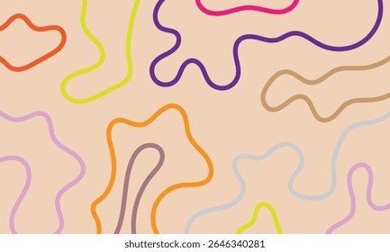 Set of color abstract banner with curvy line and motivational phrase. Background with scribble squiggle. Wave line art . Vector Illustration .