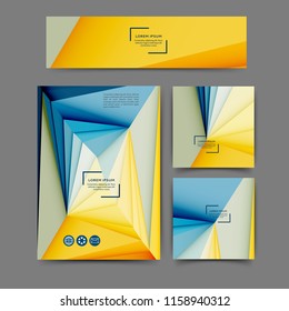 Set of color abstract brochure and banner template with geometric elements