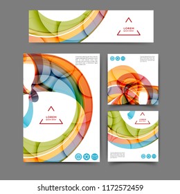 Set of color abstract brochure and banner template with abstract lines and waves