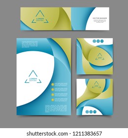 Set of color abstract brochure and banner template with abstract lines and waves