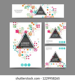Set of color abstract brochure and banner template with geometric elements
