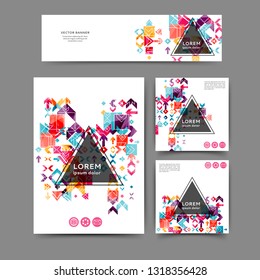 Set of color abstract brochure and banner template with geometric elements