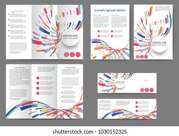 Set of color abstract brochure template with geometric elements 