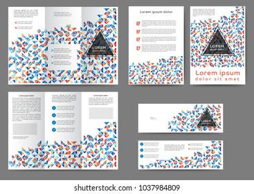 Set of color abstract brochure template with geometric elements 