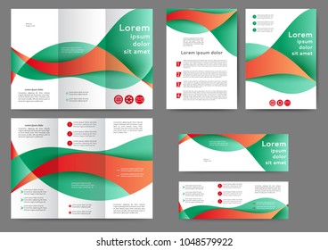 Set of color abstract brochure template with abstract lines and waves