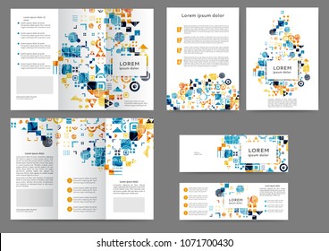 Set of color abstract brochure template with geometric elements