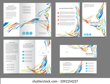 Set of color abstract brochure template with geometric elements