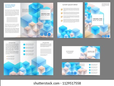 Set of color abstract brochure template with geometric elements