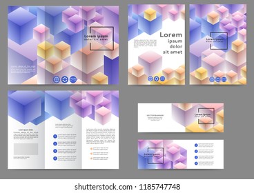 Set of color abstract brochure template with geometric elements