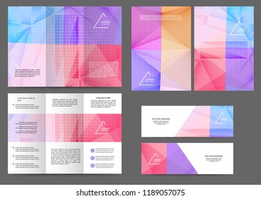 Set of color abstract brochure template with abstract gradient background