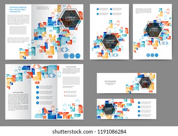 Set of color abstract brochure template with geometric elements