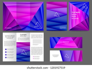 Set of color abstract brochure template with geometric elements