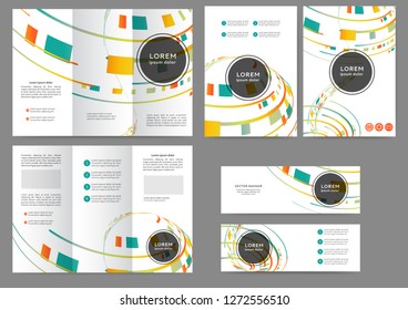 Set of color abstract brochure template with geometric elements