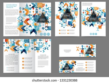 Set of color abstract brochure template with geometric elements