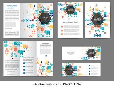Set of color abstract brochure template with geometric elements