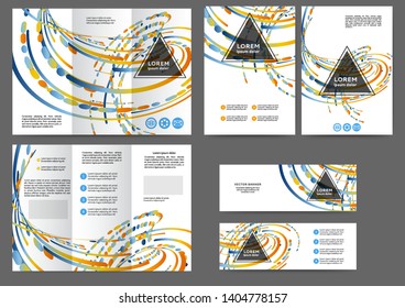 Set of color abstract brochure template with geometric elements