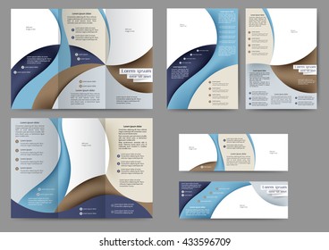 Set of color abstract brochure template with with abstract lines and waves. Tri fold business brochure design. Abstract banner templates