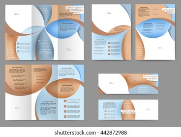 Set of color abstract brochure template with abstract lines and waves. Tri fold business brochure design. Abstract banner templates
