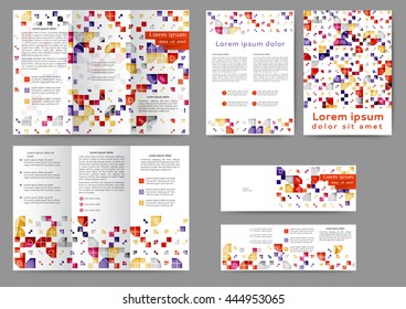 Set of color abstract brochure template with geometric elements.  Abstract banner templates
