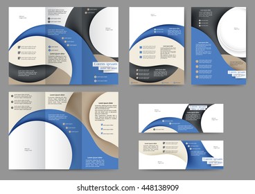 Set of color abstract brochure template with abstract lines and waves. Tri fold business brochure design. Abstract banner templates