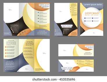 Set of color abstract brochure template with abstract lines and waves