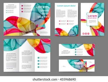 Set of color abstract brochure template with abstract lines and waves