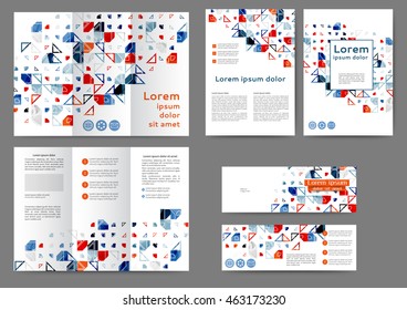Set of color abstract brochure template with geometric elements 
