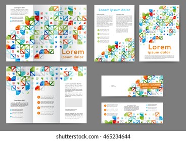 Set of color abstract brochure template with geometric elements 
